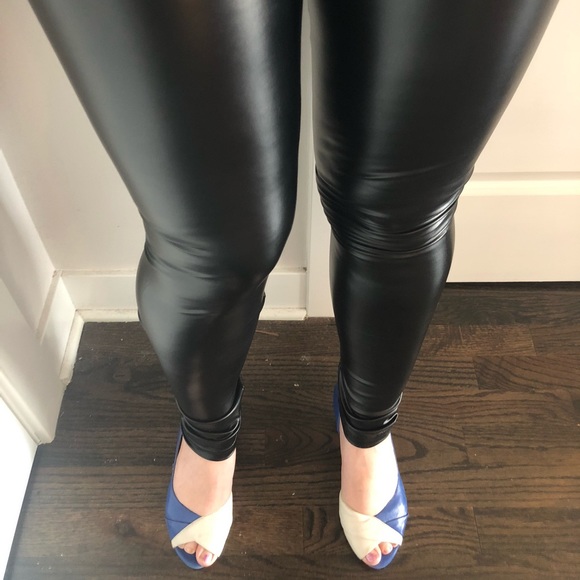 🆕High Waist Faux Leather Leggings Glossy - Picture 4 of 12